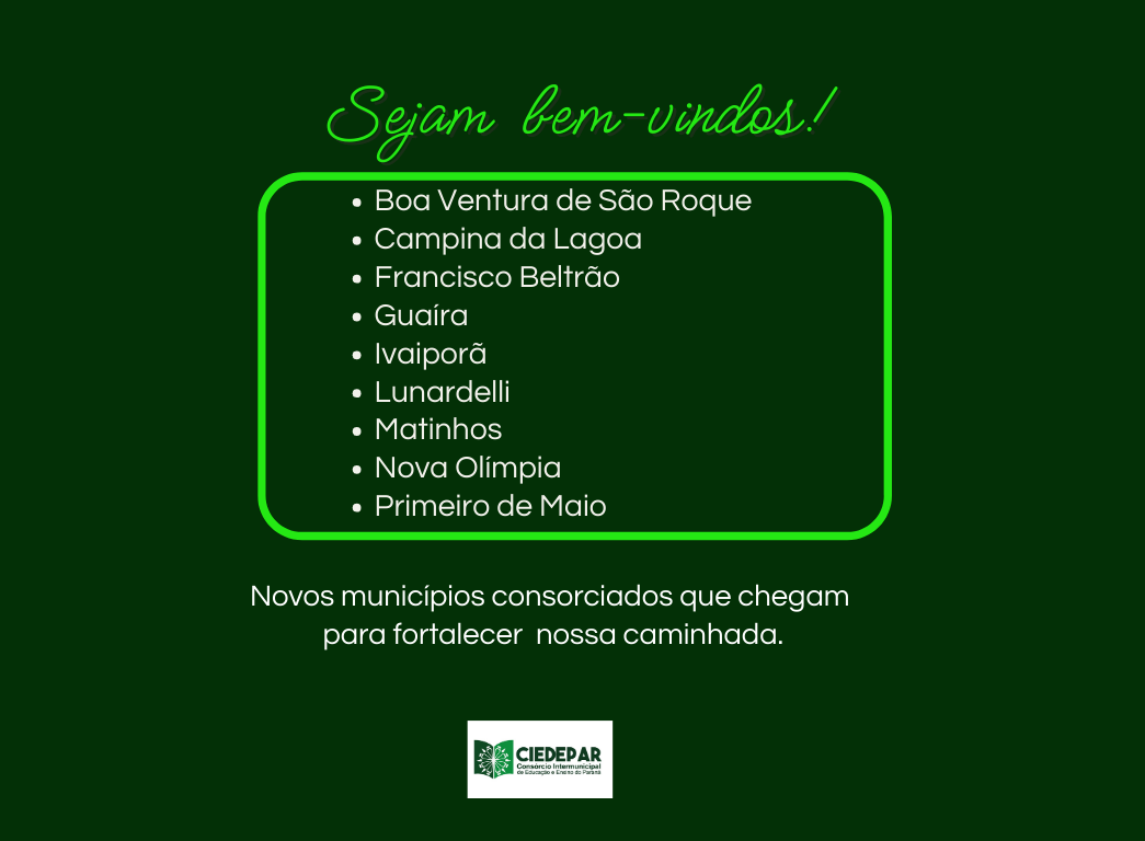 Novos municípios consorciados