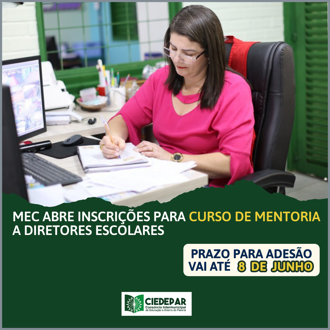 MEC abre inscrições para curso de mentoria a diretores escolares.
